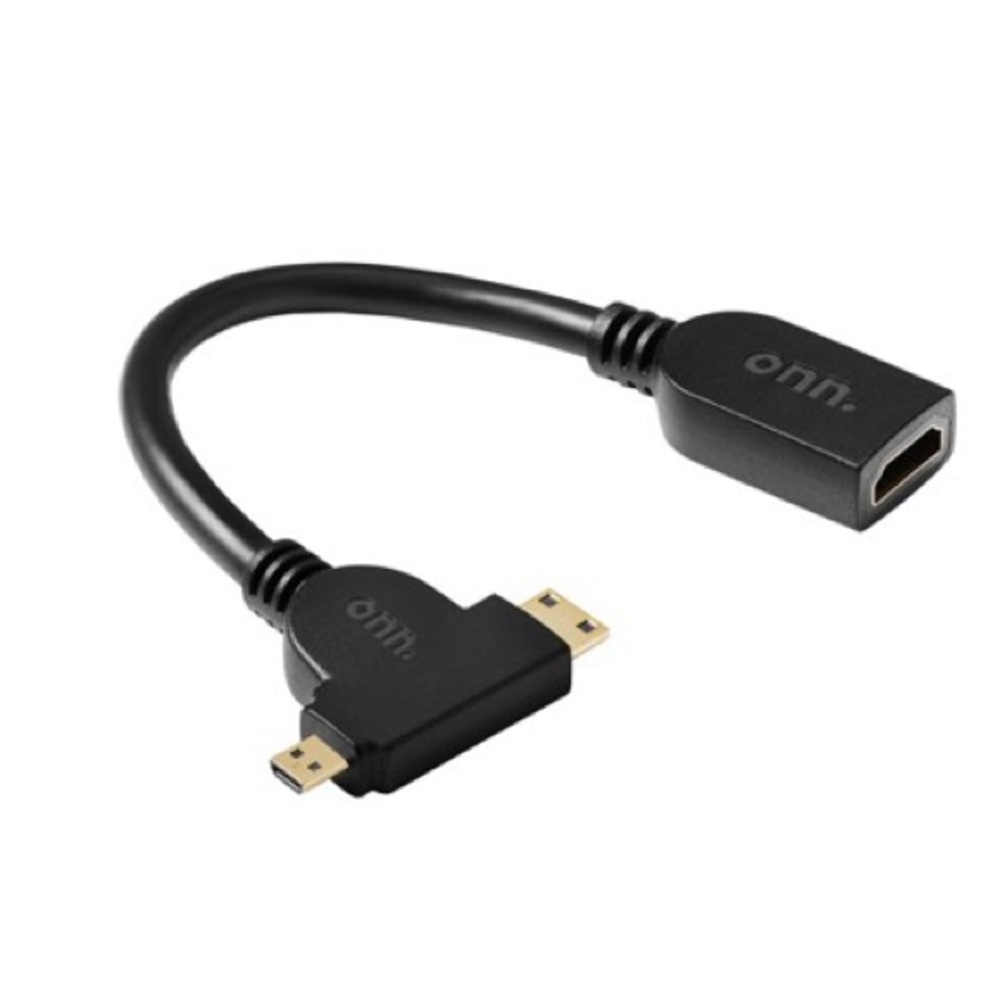 NWT onn. Mini and Micro HDMI to HDMI 4K Adapter / Color Black